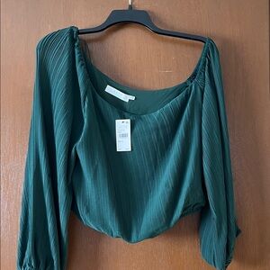 ASTR Forest Green Pleated Blouse